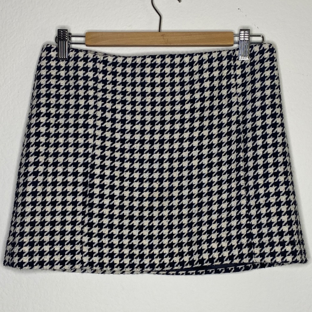 Black & White Houndstooth Mini Skirt w Lining